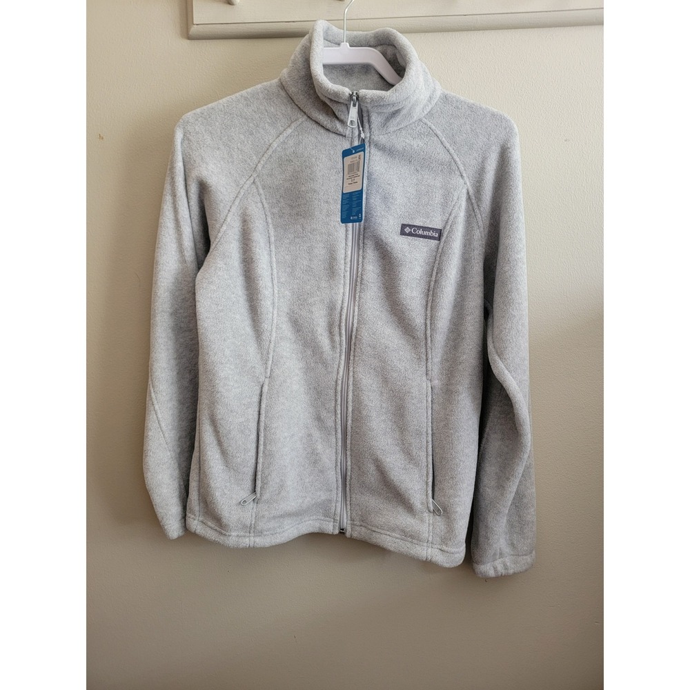 Columbia Benton Springs Full Zip Fleece Jacket Grey Small NWT Basic Cozy Neutral